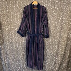 Vintage Christian Dior Le Connaisseur Purple Terry Cloth Bathrobe Men's One Size